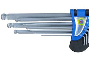 九件套球头加长内六角扳手公英制【砂丁铬】